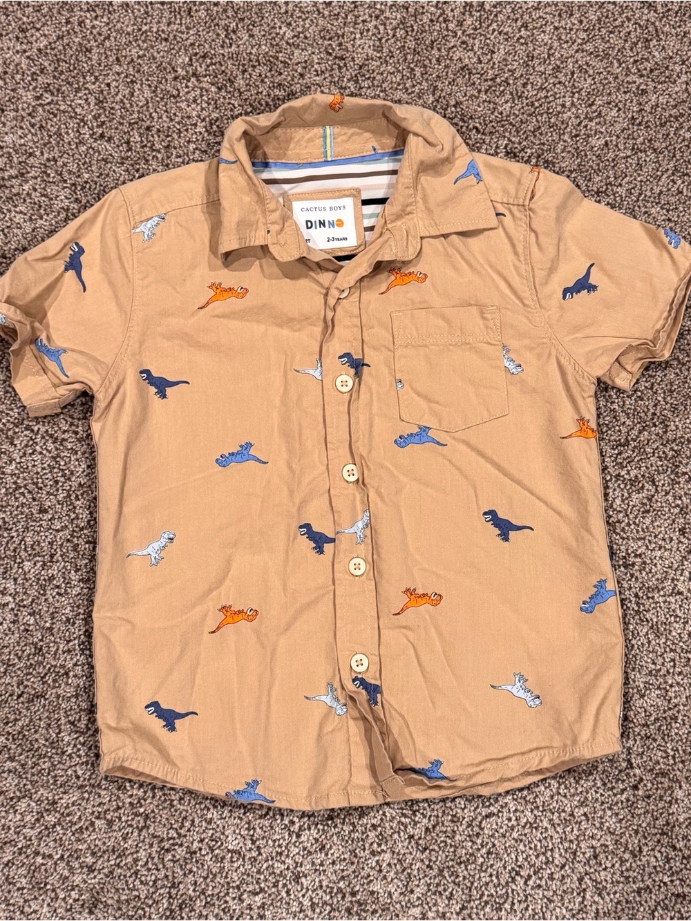 Toddler Dinosaur Button Up Tee Shirt